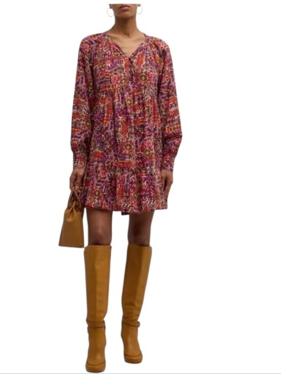 XiRENA Dresses & Skirts - Xirena Lilith Abstract-print Long-Sleeve Mini Dress